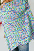 White Boho Floral Printed Rhinestone 3/4 Sleeve Open Front Kimono